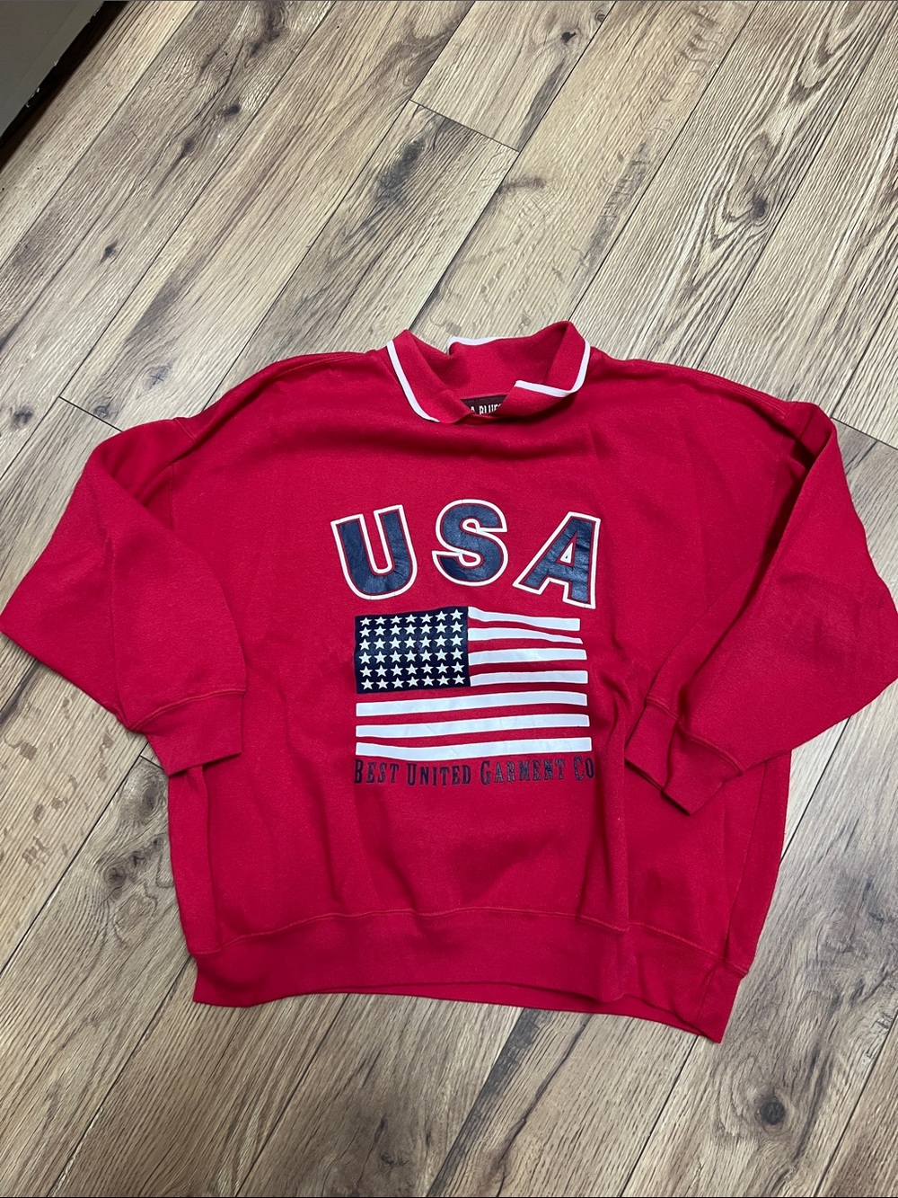 #BB Vintage USA Flag Red Crewneck Sweatshirt XL